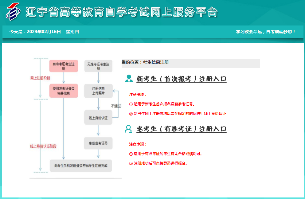 2023年4月辽宁省自考报名官网