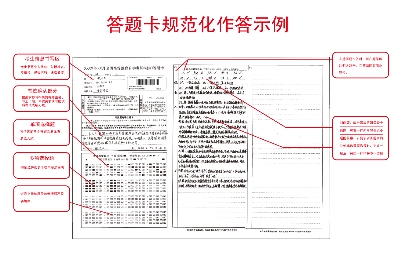 湖南省188金宝搏beat官网登录
自学考试答题卡规范参考模板