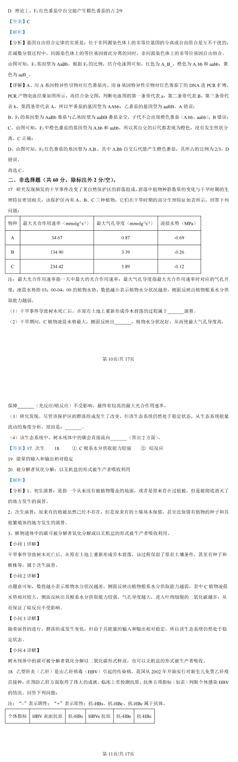 2024年新高考九省联考生物试题及答案解析（广西）