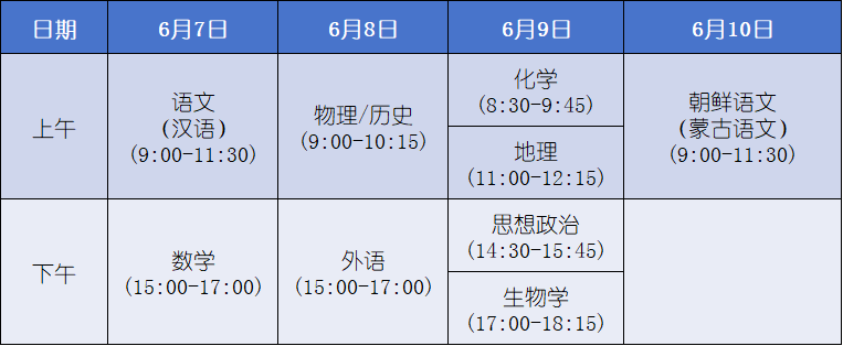 2024年新高考七省份高考考试时间是什么时候？