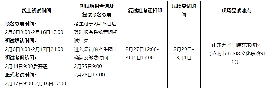 山东艺术学院2024年本科校考报考安排