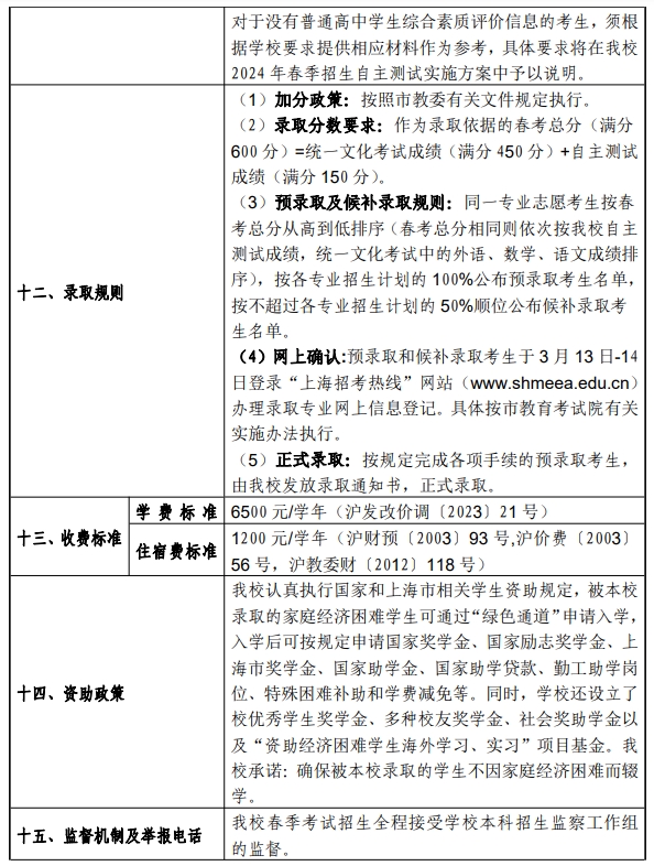 上海对外经贸大学2024年春季考试招生简章