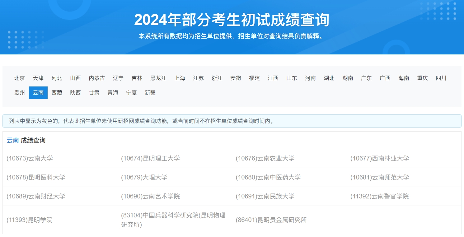 西南林业大学2024年考研初试成绩查询入口