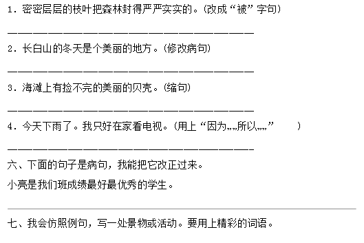 小学三年级上册语文期末试卷及答案卷三(人教版)