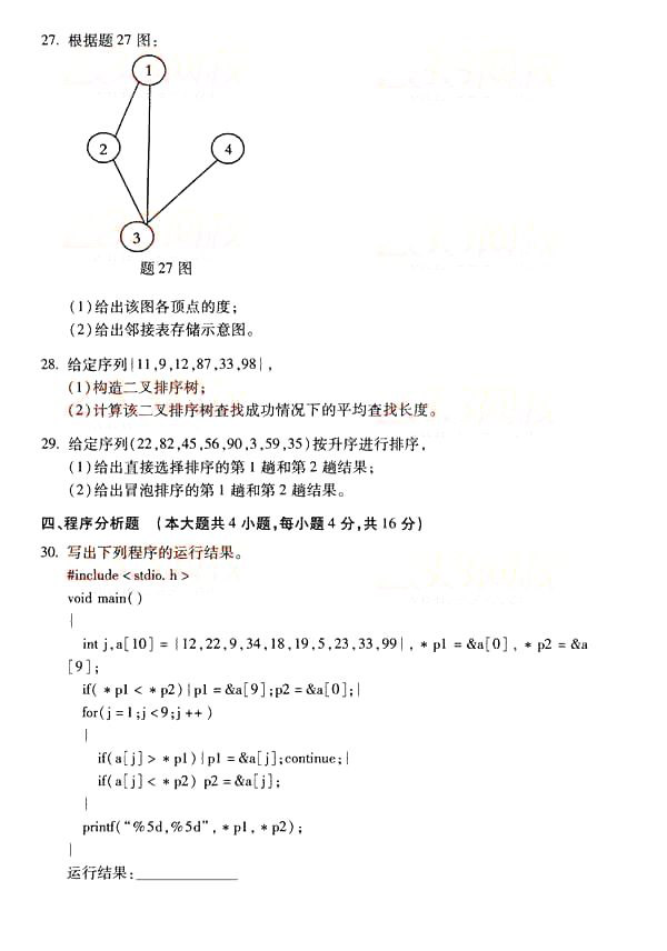 全国2014年10月自考计算机软件基础（一）真题