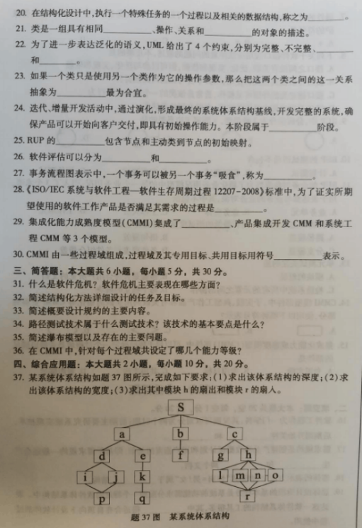 2019年10月自考软件工程02333真题试卷